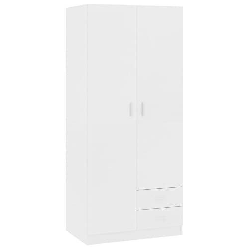 Eleganz Kleiderschrank Weiß 80x52x180 cm aus Holzwerkstoff - Platzsparend & Langlebig für kleine Wohnungen - Modernes Design für Schlafzimmer & Flur von Eleganz