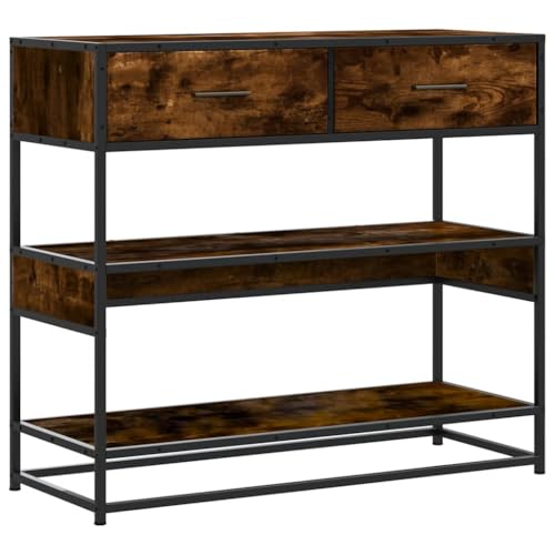 Eleganz Konsolentisch Räuchereiche 90x35x80 cm - Moderner Holzwerkstoff & Metall Tisch für Wohnzimmer, Flur oder Esszimmer - Platzsparend & Langlebig von Eleganz