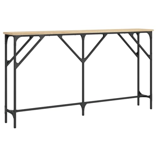 Eleganz Konsolentisch Sonoma-Eiche 140x23x75 cm aus Holzwerkstoff und Metall - Moderner Sideboard-Tisch für Wohnzimmer, Flur oder Esszimmer - Platzsparend und langlebig von Eleganz