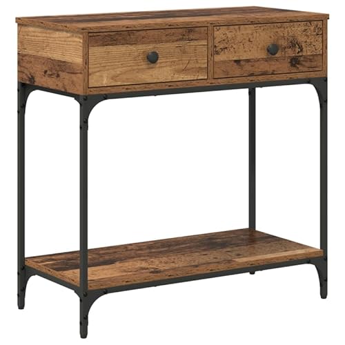 Eleganz Konsolentisch aus Massivholz Altholz 75x34.5x75 cm - Rustikaler Sideboard für Wohnzimmer & Flur - Langlebiges Ingenieurholz im Vintage-Look von Eleganz
