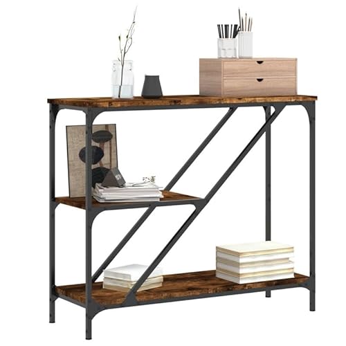 Eleganz Konsolentisch aus Räuchereiche 88,5x30x75 cm - Moderner Sideboard Tisch aus Holzwerkstoff & Stahl - Stilvolles Möbelstück für Wohnzimmer, Flur oder Büro - Langlebig & Platzsparend Eleganz Konsolentisch aus Räuchereiche 88,5x30x75 cm - Moderner Sideboard Tisch aus Holzwerkstoff & Stahl - Stilvolles Möbelstück für Wohnzimmer, Flur oder Büro - Langlebig & Platzsparend von Eleganz