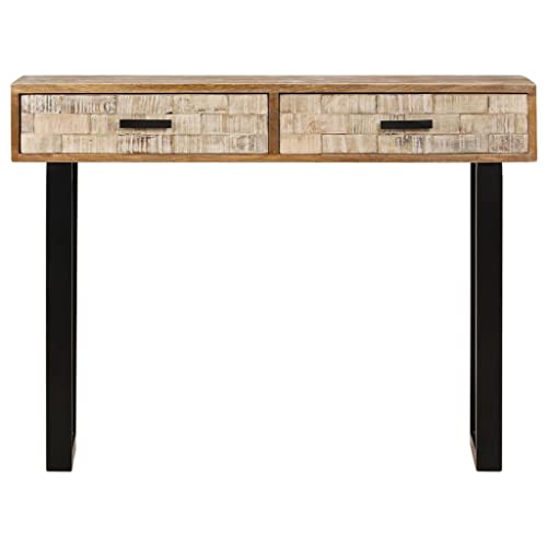 Eleganz Konsolentisch aus massivem Mangoholz mit pulverbeschichtetem Eisen, 100x30x75 cm, langlebig und stilvoll für Wohnzimmer oder Flur von Eleganz
