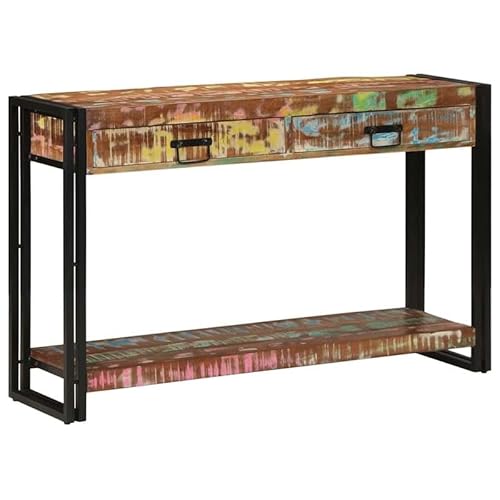 Eleganz Konsolentisch aus recyceltem Massivholz - 120 x 33 x 75 cm, Mehrfarbig - Langlebig & Umweltfreundlich für Wohnzimmer, Flur oder Büro von Eleganz