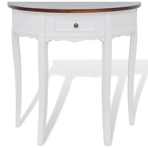 Eleganz Konsolentisch mit Schublade – Halbrunde braune Tischplatte aus MDF & Kiefernholz | Platzsparender Sideboard-Tisch für Flur, Wohnzimmer oder Schlafzimmer Eleganz Konsolentisch mit Schublade – Halbrunde braune Tischplatte aus MDF & Kiefernholz | Platzsparender Sideboard-Tisch für Flur, Wohnzimmer oder Schlafzimmer von Eleganz