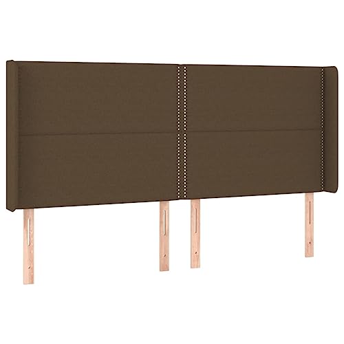 Eleganz Kopfteil mit Ohren - Dunkelbraunes Stoffkopfteil für Betten (183x16x118/128 cm) - Modernes Design, Hoher Komfort - Perfekt für Schlafzimmer und Wohnbereiche von Eleganz