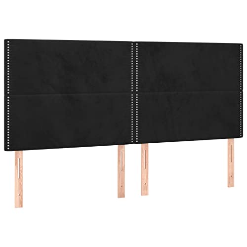 Eleganz Kopfteile 4 STK. Schwarz für Bettgestelle – Samtbezug & Luxus-Design (90x5x78/88 cm) | Ideal für Schlafzimmer & Hotelbetten | Stilvolle Kopfstützen von Eleganz