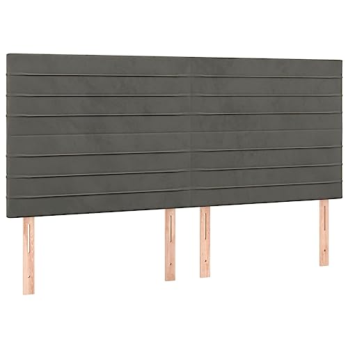 Eleganz Kopfteile 4 STK. für Betten – Dunkelgrau Samtbezug 100x5x78/88 cm – Stilvolles & Bequemes Kopfstützen-Set für Schlafzimmer von Eleganz