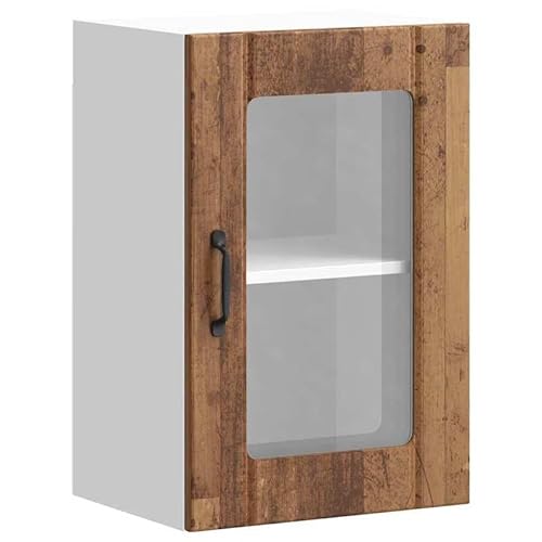 Eleganz Küchenschrank mit Glastür Lucca Altholz-Optik - Küchen-Hängeschrank für Moderne Küchen, platzsparend & stilvoll - Ideal für kleine Räume von Eleganz