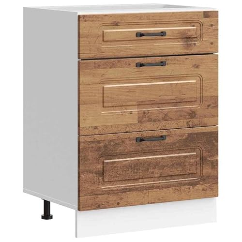 Eleganz Küchenunterschrank Kalmar in Altholz-Optik aus Holzwerkstoff - Langlebig & Stilvoll für Ihre Küche - Perfekt für Moderne & Landhausküchen von Eleganz
