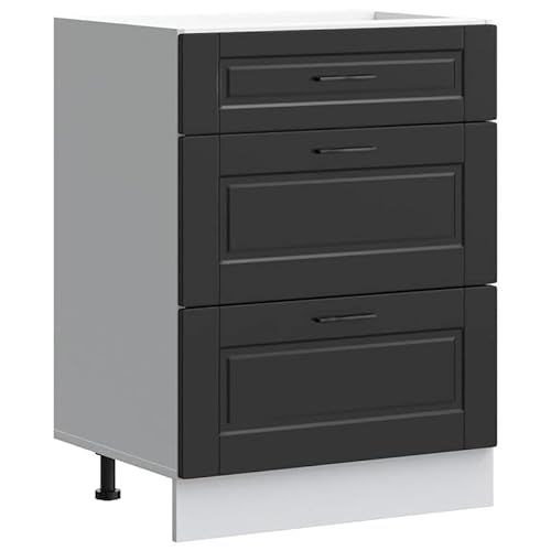 Eleganz Küchenunterschrank Porto Schwarz Holzwerkstoff - Unterbauküchenschrank für Moderne Küchen, langlebig & platzsparend, ideal für kleine Räume von Eleganz