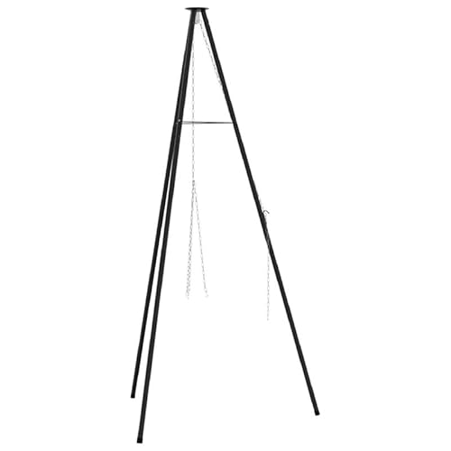 Eleganz Lagerfeuer Stativ Schwarz aus Stahl 92 x 92 x 191.5 cm - Stabiles und langlebiges Feuerstellen-Stativ für Garten, Camping und Outdoor-Abenteuer von Eleganz