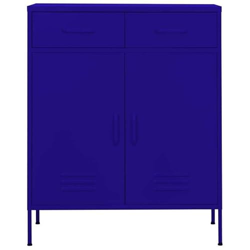 Eleganz Lagerschrank Marineblau 80x35x101,5 cm Stahl - Stabile Aufbewahrung für Wohnzimmer, Büro oder Garage - Robuster Stahlschrank mit großzügigem Stauraum von Eleganz