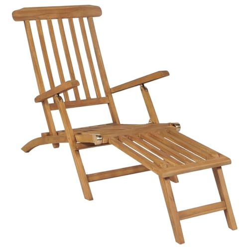 Eleganz Liegestühle mit Fußteil aus fein geschliffenem Teak-Hartholz – 2 STK. Gartenbetten mit wasserbasiertem Finish für langlebigen Komfort im Freien von Eleganz