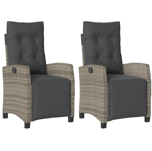 Eleganz Liegestuhl Garten mit Fußteil Gartenstühle Balkonsessel:2 STK Sessel,Verstellbar Lehne Grau Poly Rattan,Wetterfest Aluminiumgestell,Lounge Möbel Garten Eleganz Liegestuhl Garten mit Fußteil Gartenstühle Balkonsessel:2 STK Sessel,Verstellbar Lehne Grau Poly Rattan,Wetterfest Aluminiumgestell,Lounge Möbel Garten von Eleganz