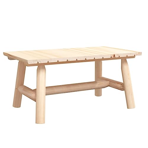 Eleganz Massivholz Couchtisch 90x50x41 cm - Gartensitzmöbel aus unbehandeltem Fichtenholz - Natürlich & Langlebig für Terrasse & Garten von Eleganz