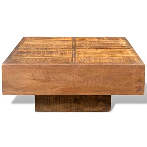 Eleganz Massivholz Couchtisch Braun Quadratisch aus Mango Holz - Langlebig & Natürlich für Wohnzimmer, Esszimmer oder Büro von Eleganz