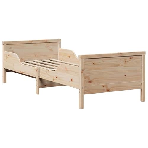 Eleganz Massivholz Kiefer Kinderbett ausziehbar 80 x 130/165 / 200 cm - Verstellbares Bettgestell mit Kopfbrett, langlebig und umweltfreundlich von Eleganz