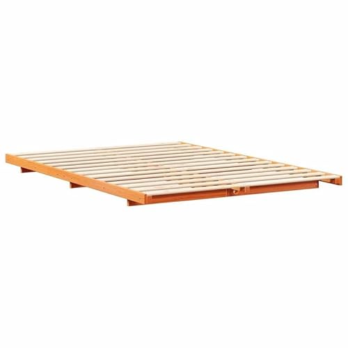 Eleganz Massivholz Kiefer Kopfteil 140x200 cm - Natur Wachsbraun - Langlebiges Bodenbettgestell für Schlafzimmer von Eleganz