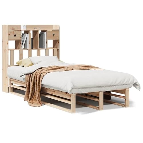 Eleganz Massivholzbett Kiefer 100x200 cm mit Regal - Langlebiges Holzbetttgestell ohne Matratze für Schlafzimmer, Natürliches Design für Erholsamen Schlaf Eleganz Massivholzbett Kiefer 100x200 cm mit Regal - Langlebiges Holzbetttgestell ohne Matratze für Schlafzimmer, Natürliches Design für Erholsamen Schlaf von Eleganz