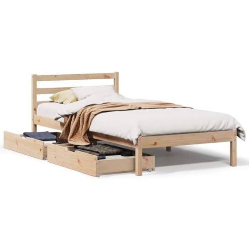 Eleganz Massivholzbett Kiefer 90x190 cm - Naturbelassenes Holz Kinderbett oder Gästebett - Langlebig & Stilvoll für Schlafzimmer von Eleganz