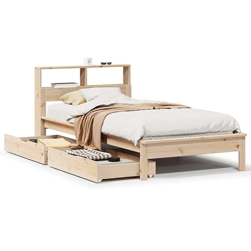 Eleganz Massivholzbett Kiefer 90x190 cm mit Regal - Langlebiges & Stabiles Bettgestell ohne Matratze für Schlafzimmer | Naturholz für Erholsamen Schlaf Eleganz Massivholzbett Kiefer 90x190 cm mit Regal - Langlebiges & Stabiles Bettgestell ohne Matratze für Schlafzimmer | Naturholz für Erholsamen Schlaf von Eleganz
