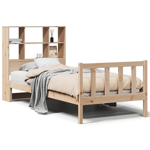 Eleganz Massivholzbett Kiefer 90x200 cm mit Regal - Langlebiges Holz Bettgestell ohne Matratze für Schlafzimmer, Natürliches Design für Erholsamen Schlaf Eleganz Massivholzbett Kiefer 90x200 cm mit Regal - Langlebiges Holz Bettgestell ohne Matratze für Schlafzimmer, Natürliches Design für Erholsamen Schlaf von Eleganz