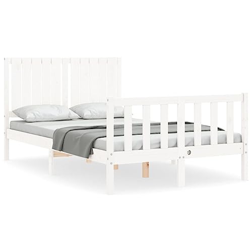 Eleganz Massivholzbett Kiefernholz 120x200 cm weiß – Langlebiges Kinderbett oder Gästebett für kleine Räume | Stabile Schlafmöbel aus natürlichem Kiefernholz von Eleganz