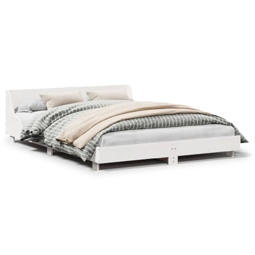 Eleganz Massivholzbett Kiefernholz 135x190 cm Weiß - Langlebiges Kinderbett oder Gästebett für kleine Räume - Natürliches & Stabiles Design für erholsamen Schlaf von Eleganz