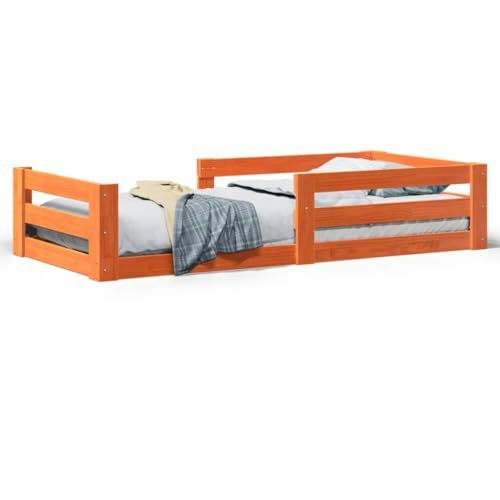 Eleganz Massivholzbett Kiefernholz 80x160 cm wachsbraun – Langlebiges Kinderbett oder Gästebett für kleine Räume | Natürliches Design & Stabile Konstruktion von Eleganz