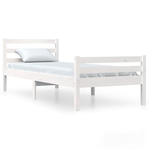 Eleganz Massivholzbett Weiß 100x200 cm - Solides Bettgestell aus massivem Holz für Schlafzimmer - Langlebig & stabil - Natürliche Optik für EIN gemütliches Ambiente Eleganz Massivholzbett Weiß 100x200 cm - Solides Bettgestell aus massivem Holz für Schlafzimmer - Langlebig & stabil - Natürliche Optik für EIN gemütliches Ambiente von Eleganz