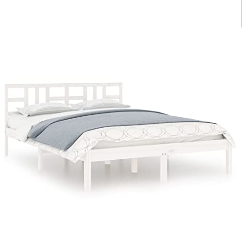Eleganz Massivholzbett Weiß 120x200 cm - Hochwertiges Kinderbett oder Gästebett aus massivem Holz - Langlebig & stabil für erholsamen Schlaf von Eleganz