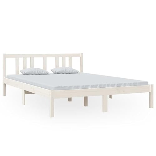 Eleganz Massivholzbett Weiß 140x200 cm – Schlichtes Design für Schlafzimmer | Langlebig & Stabiles Rahmen | Perfekt für kleine Räume | Natürliches Holz Eleganz Massivholzbett Weiß 140x200 cm – Schlichtes Design für Schlafzimmer | Langlebig & Stabiles Rahmen | Perfekt für kleine Räume | Natürliches Holz von Eleganz
