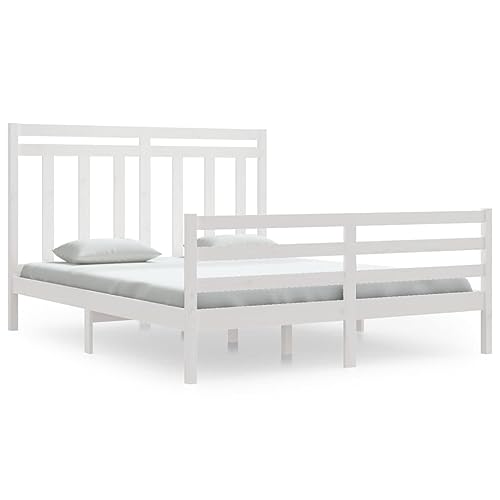 Eleganz Massivholzbett Weiß 160x200 cm - Stabiles Bettgestell aus massivem Holz für Schlafzimmer - Langlebig & Natürlich - Perfekte Lösung für erholsamen Schlaf Eleganz Massivholzbett Weiß 160x200 cm - Stabiles Bettgestell aus massivem Holz für Schlafzimmer - Langlebig & Natürlich - Perfekte Lösung für erholsamen Schlaf von Eleganz
