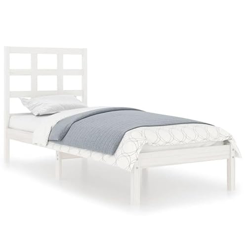 Eleganz Massivholzbett Weiß 75x190 cm - Modernes Schlafzimmerbett aus massivem Holz, langlebig & stabil - Ideal für kleine Räume - Natürliche Optik Eleganz Massivholzbett Weiß 75x190 cm - Modernes Schlafzimmerbett aus massivem Holz, langlebig & stabil - Ideal für kleine Räume - Natürliche Optik von Eleganz