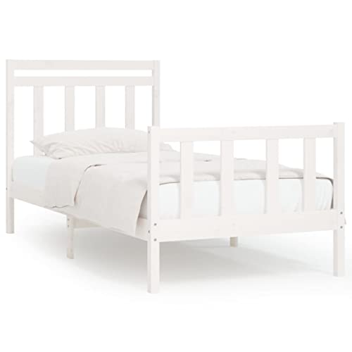 Eleganz Massivholzbett Weiß Kiefer 100x200 cm | Stabil & Langlebig | Schlafzimmer-Möbel | Natürliche Kiefernholz-Optik | Perfekt für kleine Räume Eleganz Massivholzbett Weiß Kiefer 100x200 cm | Stabil & Langlebig | Schlafzimmer-Möbel | Natürliche Kiefernholz-Optik | Perfekt für kleine Räume von Eleganz