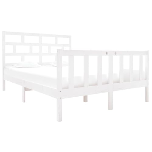 Eleganz Massivholzbett Weiß Kiefer 135x190 cm | Kinderbett oder Gästebett | Langlebiges Kiefernholz | Platzsparend & Stilvoll | Perfekt für kleine Räume von Eleganz