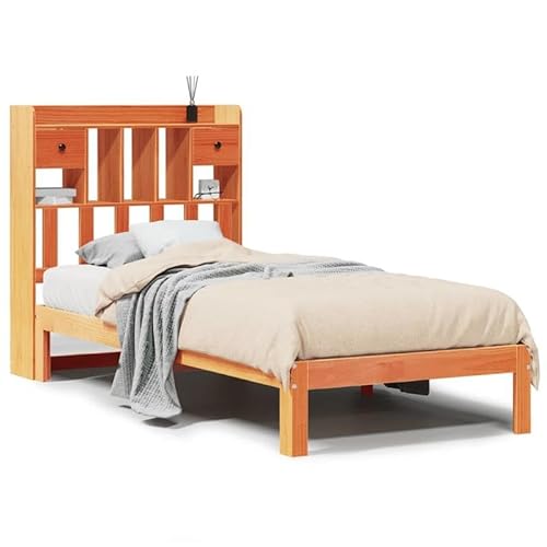 Eleganz Massivholzbett mit Regal - 100x200 cm wachsbraun - Stilvolles & langlebiges Bettgestell ohne Matratze - Ideal für Schlafzimmer mit Stauraum Eleganz Massivholzbett mit Regal - 100x200 cm wachsbraun - Stilvolles & langlebiges Bettgestell ohne Matratze - Ideal für Schlafzimmer mit Stauraum von Eleganz