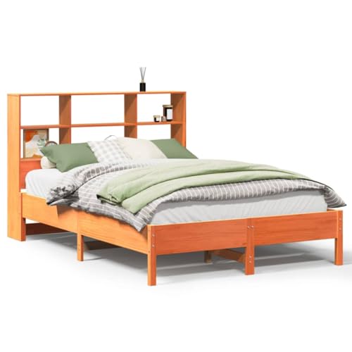 Eleganz Massivholzbett mit Regal 120x200 cm - Schlichter Holzrahmen für Schlafzimmer, Wohnung & Gastzimmer - Langlebig & Stabil - Platzsparend mit Stauraum - Wachsbraun Eleganz Massivholzbett mit Regal 120x200 cm - Schlichter Holzrahmen für Schlafzimmer, Wohnung & Gastzimmer - Langlebig & Stabil - Platzsparend mit Stauraum - Wachsbraun von Eleganz