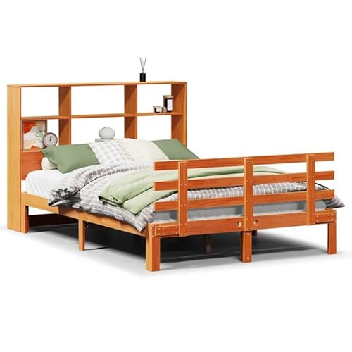 Eleganz Massivholzbett mit Regal 150x200 cm | Schlafzimmer-Möbel aus nachhaltigem Holz | Platzsparend mit Stauraum | Ohne Matratze | Wachsbraun Eleganz Massivholzbett mit Regal 150x200 cm | Schlafzimmer-Möbel aus nachhaltigem Holz | Platzsparend mit Stauraum | Ohne Matratze | Wachsbraun von Eleganz