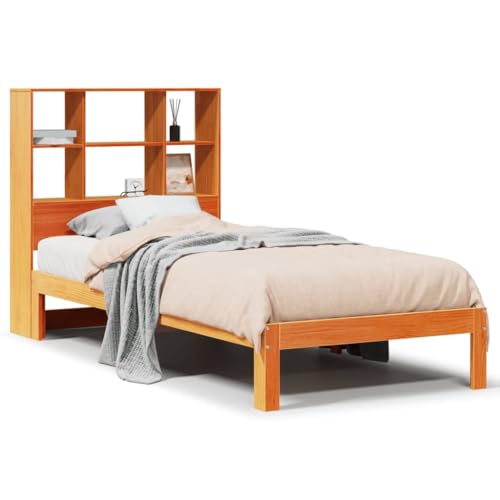 Eleganz Massivholzbett mit Regal 90x200 cm - Modernes Holzbetttgestell ohne Matratze, stabil & langlebig für Schlafzimmer, Wohnheim oder Gastzimmer - Wachsbraun Eleganz Massivholzbett mit Regal 90x200 cm - Modernes Holzbetttgestell ohne Matratze, stabil & langlebig für Schlafzimmer, Wohnheim oder Gastzimmer - Wachsbraun von Eleganz