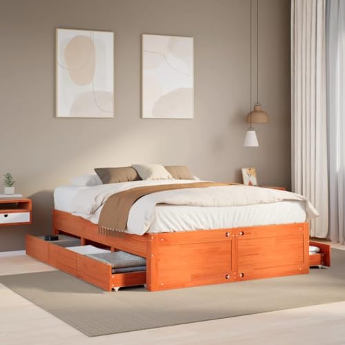 Eleganz Massivholzbett mit Schubladen 150x200 cm – Robustes Braunes Bett ohne Matratze für Schlafzimmer, Platzsparend mit Stauraum – Natürliches Design für Erholsamen Schlaf Eleganz Massivholzbett mit Schubladen 150x200 cm – Robustes Braunes Bett ohne Matratze für Schlafzimmer, Platzsparend mit Stauraum – Natürliches Design für Erholsamen Schlaf von Eleganz