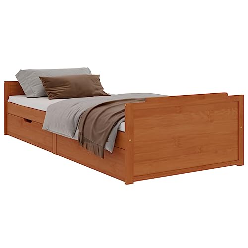 Eleganz Massivholzbett mit Schubladen Honigbraun Kiefer 90x200 cm | Betten für Schlafzimmer | Stauraum Lösung | Natürliche Kiefer Holz | Langlebig und Stilvoll Eleganz Massivholzbett mit Schubladen Honigbraun Kiefer 90x200 cm | Betten für Schlafzimmer | Stauraum Lösung | Natürliche Kiefer Holz | Langlebig und Stilvoll von Eleganz