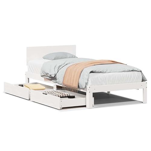 Eleganz Massivholzbett mit Schubladen Weiß 90x200 cm Kiefer – Langlebiges Kiefernholz-Bett mit Stauraum für kleine Räume | Schlafzimmer Mobiliar Eleganz Massivholzbett mit Schubladen Weiß 90x200 cm Kiefer – Langlebiges Kiefernholz-Bett mit Stauraum für kleine Räume | Schlafzimmer Mobiliar von Eleganz