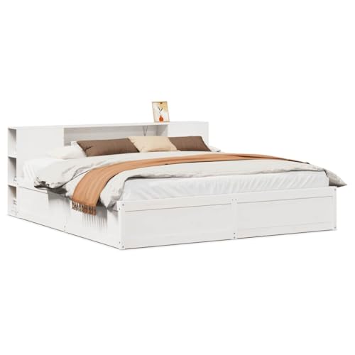 Eleganz Massivholzbett ohne Matratze 180x200 cm - Weißes Kiefernholz Bett für Schlafzimmer, Langlebig & Stilvoll - Perfekte Lösung für Erholsamen Schlaf von Eleganz