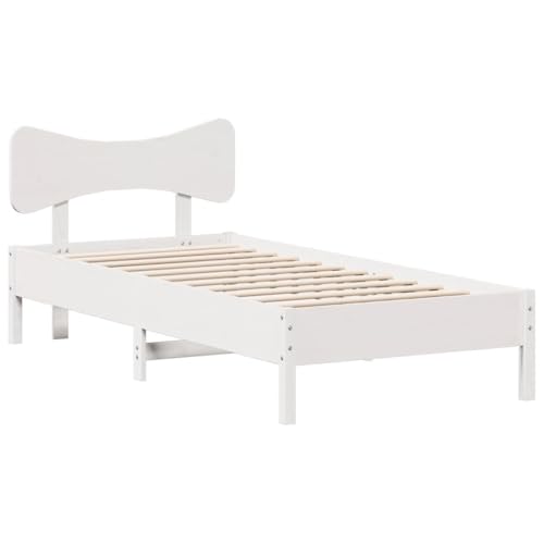 Eleganz Massivholzbett ohne Matratze Weiß 75x190 cm Kiefernholz – Langlebiges Kinderbett oder Gästebett für kleine Räume | Naturbelassenes Holz, Stabile Konstruktion | Platzsparend & Wohngesund von Eleganz