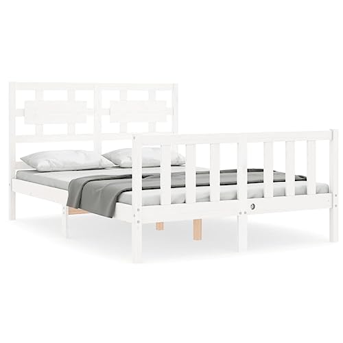 Eleganz Massivholzbetten Kiefernholz 120x200 cm Weiß - Langlebiges Kinderbett & Gästebett - Natürliche Schlafumgebung für erholsamen Schlaf von Eleganz