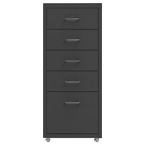 Eleganz Metall Aktenschrank mit Rollen 28x41x69 cm Anthrazit - Praktisches Regalsystem für Büro und Zuhause, Stabile Aufbewahrungslösung für Dokumente und Ordner von Eleganz