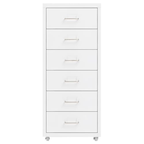 Eleganz Metall Aktenschrank mit Rollen - Weiß 28x41x69 cm - Praktisches Regalsystem für Büro & Zuhause - Stabile Aufbewahrung für Dokumente & Ordner von Eleganz