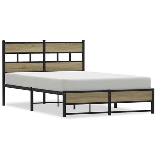 Eleganz Metallbett 120x190 cm Sonoma-Eiche - Stabiles Jugendbett oder Gästebett ohne Matratze - Ideal für kleine Räume & Moderne Einrichtungen - Langlebig & pflegeleicht von Eleganz