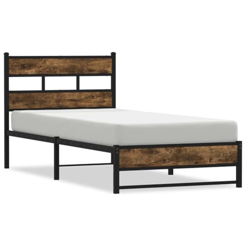 Eleganz Metallbett Räuchereiche 90x190 cm ohne Matratze - Stabiles Hochbett mit Rost für Erwachsene & Jugendliche, Langlebiges Schlafzimmermöbel für kleine Räume Eleganz Metallbett Räuchereiche 90x190 cm ohne Matratze - Stabiles Hochbett mit Rost für Erwachsene & Jugendliche, Langlebiges Schlafzimmermöbel für kleine Räume von Eleganz